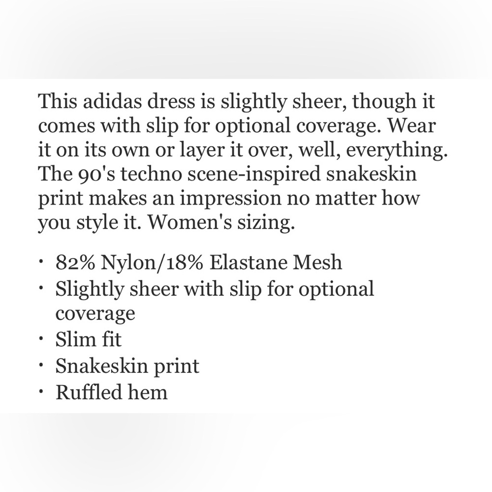 Adidas Originals Women's Snakeskin Animal Print Mesh Dress XL Comfort Athletic - Picture 6 of 16